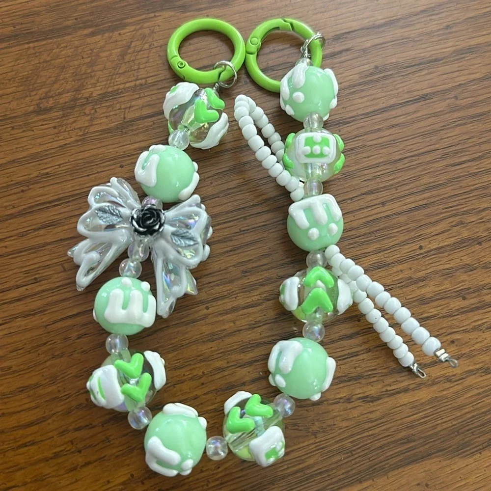 Beaded charm keychain